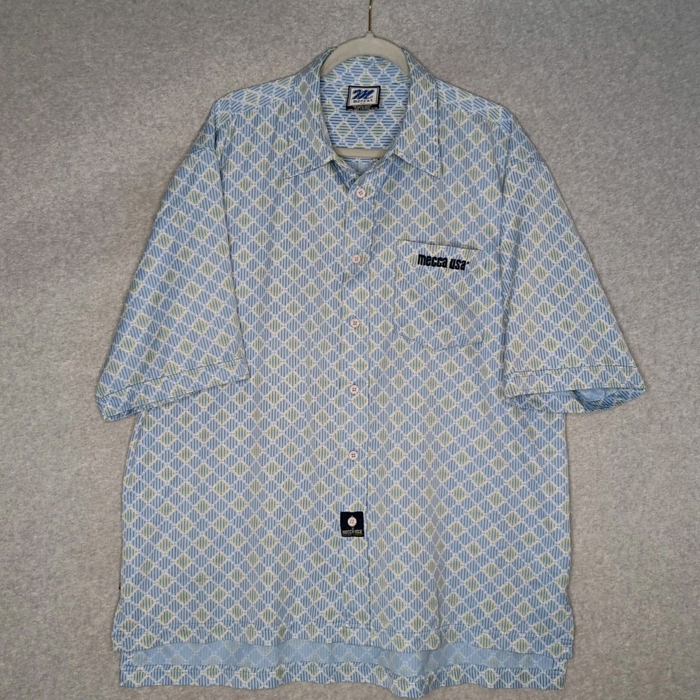 Mecca Vintage 90's Hip Hop Streetwear Short Sleeve Button-up Shirt Men's XL